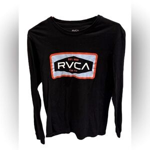RVCA Men’s Black Long Sleeve Shirt Classic Logo Size Small